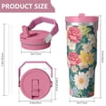 thumbnail image 4 of Flower Floral Print Pattern 30oz Tumbler with Handheld and Lid, Double Wall Vacuum Insulated Tumbler, Gift Cups for Women and Men, 4 of 6