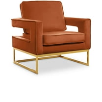 Meridian Furniture Noah 19"H Velvet Accent Chair in Cognac and Gold