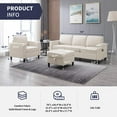thumbnail image 2 of ZAFLY Convertible Sectional Sofa Set,3-Seat L Shape Sofa with Storage Ottoman and Armchair,Living Room Furniture Couch Set Sectional Couches Set for Living Room,Bedroom,Apartment,Beige, 2 of 5