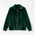thumbnail image 3 of Velour Full Zip-Up Jackets For Women Full Vintage Stand Collar Long Sleeve Workout Casual Coats, Size S-XXL, 3 of 6