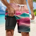 thumbnail image 2 of Swim Trunk For Men Wave Gradient Color Quick Dry Bathing Suit Swimming Board Shorts Mesh Lining Watermelon Red XXL, 2 of 7