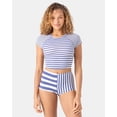 thumbnail image 7 of Roxy Stripe Out Crop Rashguard - Size S - Color: Bijou Blue, 7 of 7