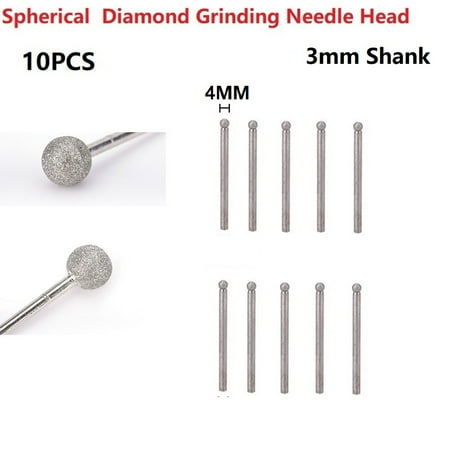 

10PC Diamond Round Ball Burr Drill Bit Set For Carving Engraving Drilling 4-12mm