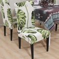 thumbnail image 2 of Stretch Printed Dining Chair Covers, Spandex Removable Washable Dining Chair Protector Slipcovers for Home, Kitchen, Party, Restaurant - Set of 6, Green Leaves, 2 of 7