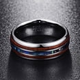thumbnail image 2 of Wedding Rings Men & Women. 8mm Wood & Rainbow Abalone Tungsten Wedding Band, 2 of 7