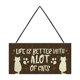 thumbnail image 1 of Cartel de madera con gato, decoración rectangular de madera, eslogan para mascotas, colgante decorativo, 1 of 7