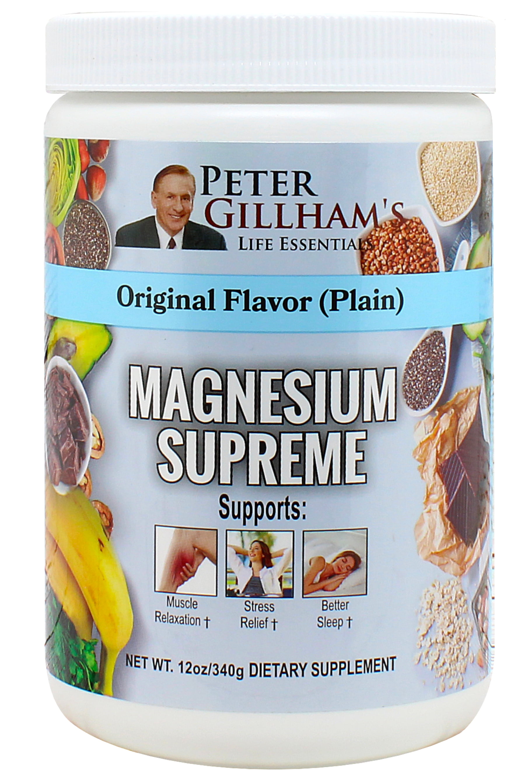 Magnesium Supreme, Orginal (Plain) 12oz Anti Stress, Leg Cramp/Muscle Relaxation Sleep Spport Made in the USA Peter Gillham's Life Essentials