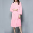 thumbnail image 6 of Satin Robe Women Kimonos Robes Waffles Weave Long Robe Knit Bathrobe Sleepwear Night Gowm Loungewear with Pocket S-20 Pink-a S, 6 of 8