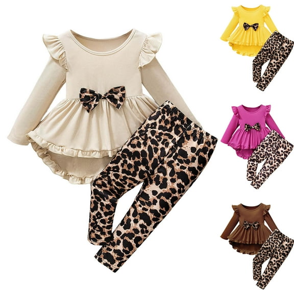 3T Girl Clothes Winter and Fall Toddler Baby Girl Clothes Fall Winter Outfits Infant Ruffle Long Sleeve Shirts Pants Cute Girls Clothing Set