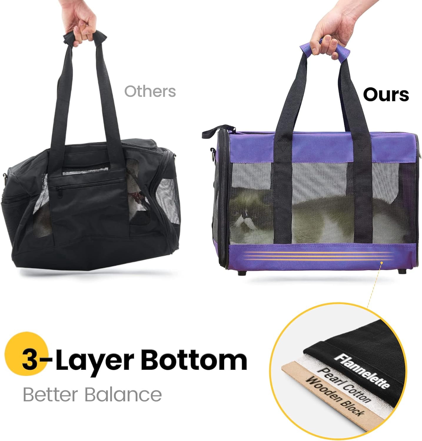 Soft Sided Dog  with Safety Leash, Large   for Pets  to 20 Lbs, Collapsible Travel Bag -
