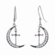 thumbnail image 1 of Aretes de Mujer de Plata 925 con Cruz retro de Luna y Diamantes con Tachuelas, Aretes Colgantes Personalizados y Simples de Nicho, 1 of 5
