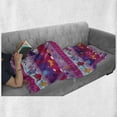 thumbnail image 6 of Owl Soft Flannel Fleece Throw Blanket, Striped Cartoon Style Pattern with Owls Flowers Butterflies Hearts and Snowflakes, Cozy Plush for Indoor and Outdoor Use, 70" x 90", Multicolor, by Ambesonne, 6 of 6