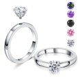 thumbnail image 2 of DIY 1.5 CT Solitaire Engagement Rings Wedding Bands Interchangeable Stainless Steel Round Cubic Zirconia Promise Rings for Her 1ring 2stone C 5.5, 2 of 6