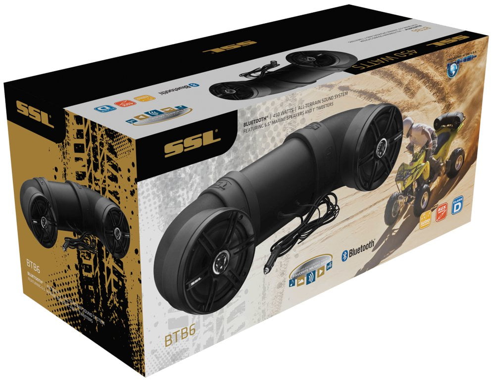 2 Pack Soundstorm BTB6 Bluetooth 450W ATV//Marine UTV Amplified Tube Speaker