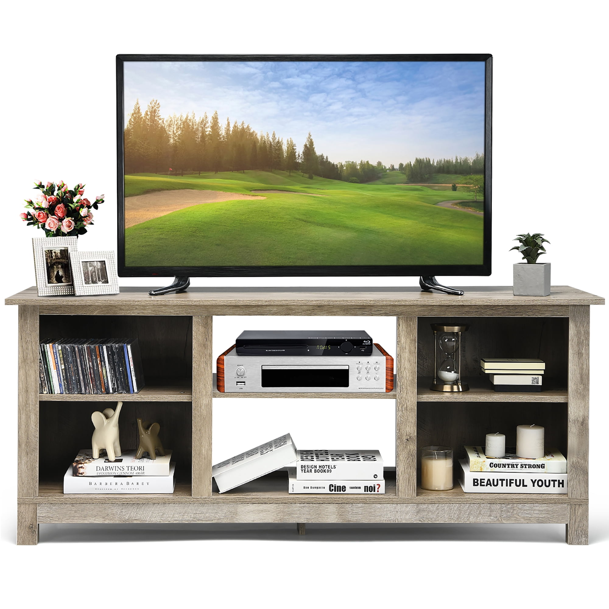 Costway 2Tier 58'' TV Stand Entertainment Media Console Center Up to