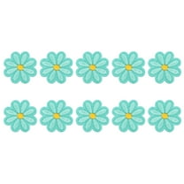Uxcell 10Pcs Daisy Flower Iron on Patches Light Blue Embroidered Patches Applique,1.57"