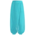 thumbnail image 3 of YiZYiF Kids Girls Chiffon Flowy Modern Dance Pants Belly Dancewear Arabic Princess Wide Leg Trousers Blue Green 12, 3 of 7