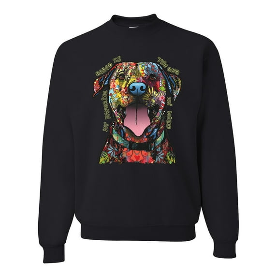My Favorite Breed is The One In Need | Colorful Labrador Dog | Dean Russo Art Animal Lover Unisex Crewneck Sweatshirt, Black, L