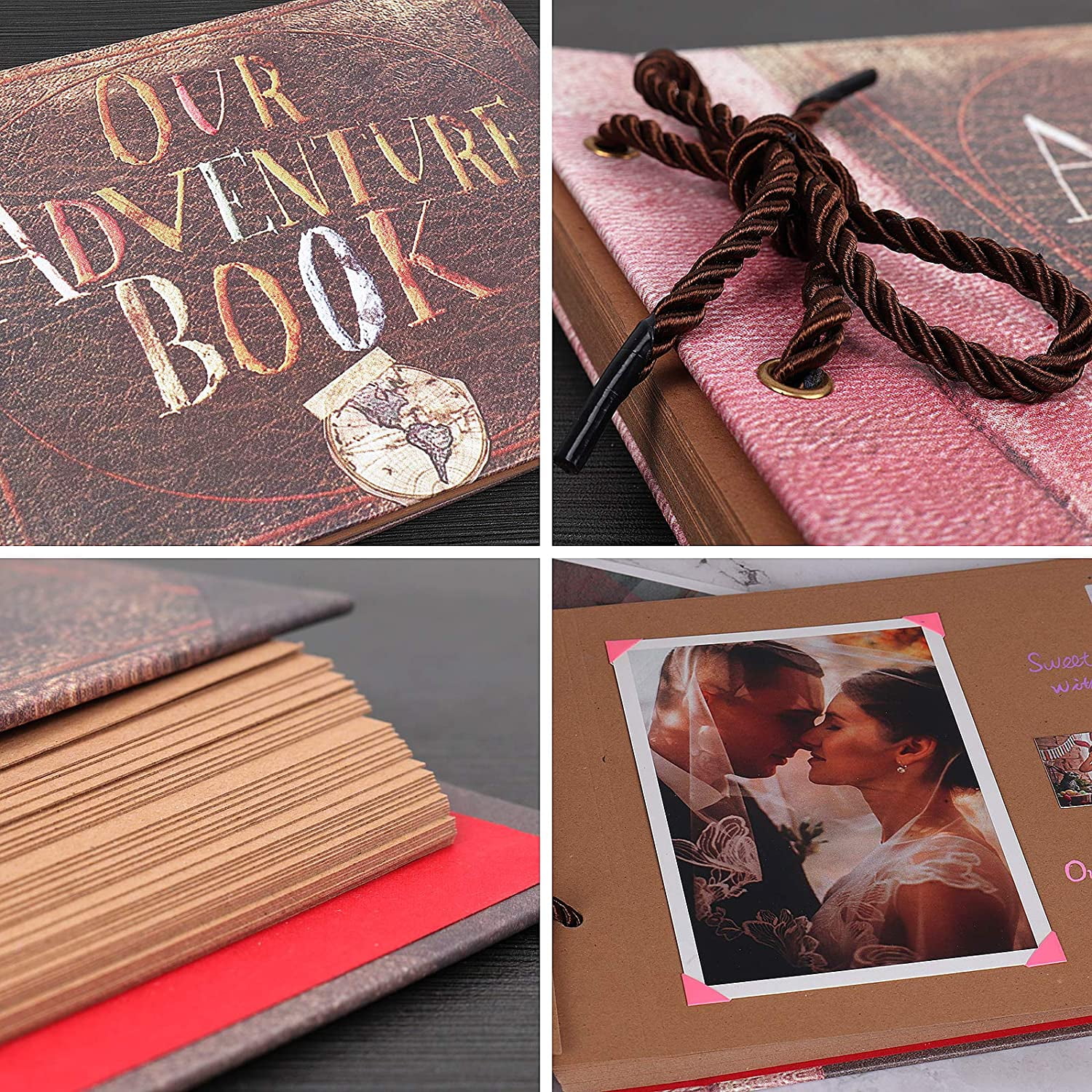  RECUTMS Our Adventure Book Scrapbook Photo Album DIY  Accessories Kit Couples Gifts Anniversary and Wedding Memory Book 80 Pages