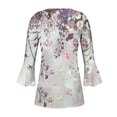 thumbnail image 5 of O-Neck Button Tunic Tops for Women Plus Size Flare Sleeve Blouse Loose-Fit Pleated Printing Shirts, 5 of 5