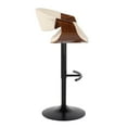thumbnail image 5 of Symphony Adjustable Bar Stool, Black Bar Stools, Bar Chairs, Swivel Bar Stools, Bar Stools Set of 2, Bar Height Stools Set of 2 (Walnut Wood, Cream), 5 of 6