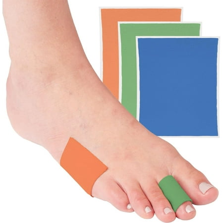 ZenToes Moleskin for Blister Prevention, Sheets to Protect feet, Toes and Heels from Rubbing Shoes, 3 Sheets (Blue/Green/Orange)