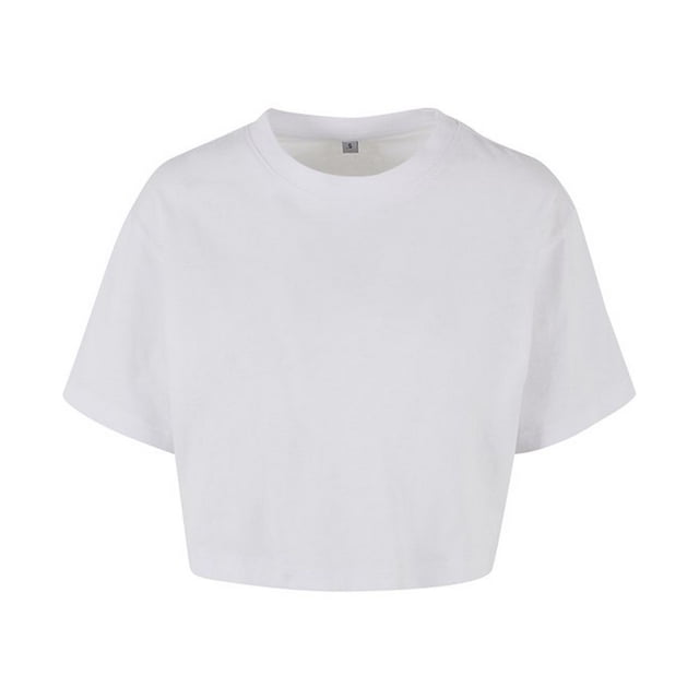 Build Your Brand Womens Oversized Short-Sleeved Crop Top