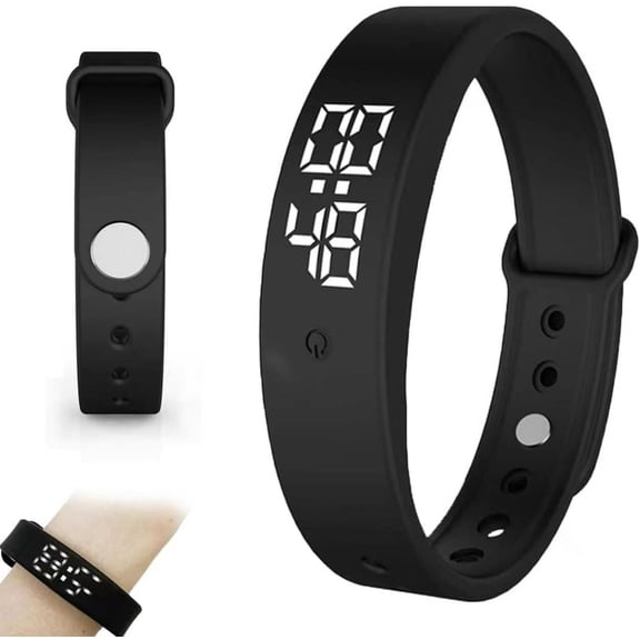 Vibrating Alarm Clock Watch for Heavy Sleepers, Silent Wake Up Bracelet & Smart Wristband, Wearable Vibration Wrist Alarm, Non-Audible Sleep Wristband for Men & Women, Black