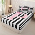thumbnail image 2 of Manfei Personalized Monogrammed P Zipper Full Size Comforter Sets with Fitted Sheet and 2 Pillowcases,Chic Bow Knot Gifts Zipper Bedding Set,Pink Reversible,4-Piece, 2 of 7