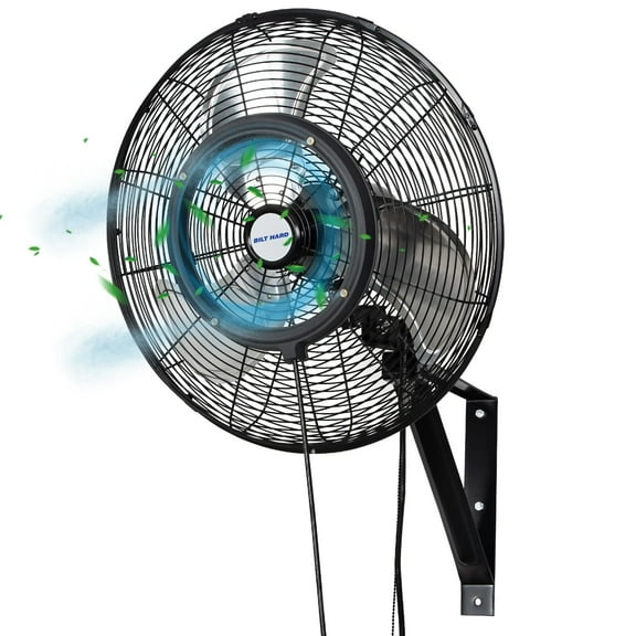 20 inch Oscillating High-Velocity Outdoor Wall Misting Fan, 3-Speed Patio Fans for Outside, 80° Oscillation, Waterproof, Industrial Wall Mount Fan for Outdoor- UL Listed Black
