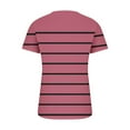 thumbnail image 5 of Jewelreauty Women Striped Tunic Tops Button V Neck Short Sleeve Casual T-Shirts Summer Loose Flowy Shirts (2XL, Watermelon Red), 5 of 5