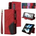 thumbnail image 1 of Zipper Wallet Case for Samsung Galaxy Z Fold3 Large Capacity Card Slots Holder Magnetic Clasp Cover, Luxury PU Leather Anti-Shock Flip Folio Case with Kickstand Wrist Strap Handbag Case,Red, 1 of 10