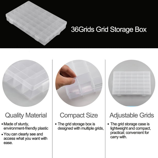 Unique Bargains Plastic Grid Storage Box 36 Grids Clear Storage Transparent Container Compartment Box With Adjustable Dividers Clear
