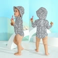 thumbnail image 3 of Younger Tree Baby Girl Swimsuit Long Sleeve Rash Guard One Piece Swimwear Hat Bathing Suit Set for 3-6 Months, 3 of 7