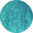 thumbnail image 1 of Ahgly Company Machine Washable Indoor Round Oriental Turquoise Blue Industrial Area Rugs, 3' Round, 1 of 4