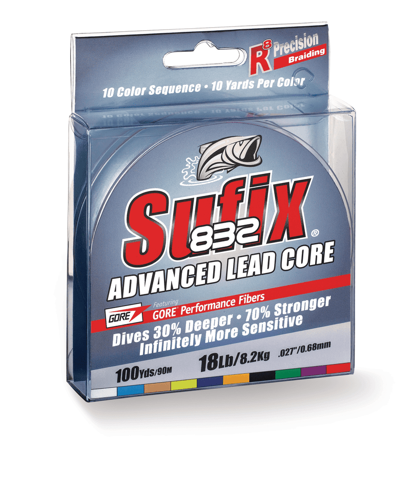 Sufix 832 Advanced Lead Core Fishing Line - 18 lb Metered - 600 Yds - 10 Color Sequence