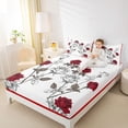 thumbnail image 4 of Manfei Romantic Red Rose Queen Sheet Sets,Happy Valentines Day Flat Sheet,Rustic Plant Flower Queen Fitted Sheet For Girls Teens,Microfiber Bedroom Decor,4-Piece, 4 of 7
