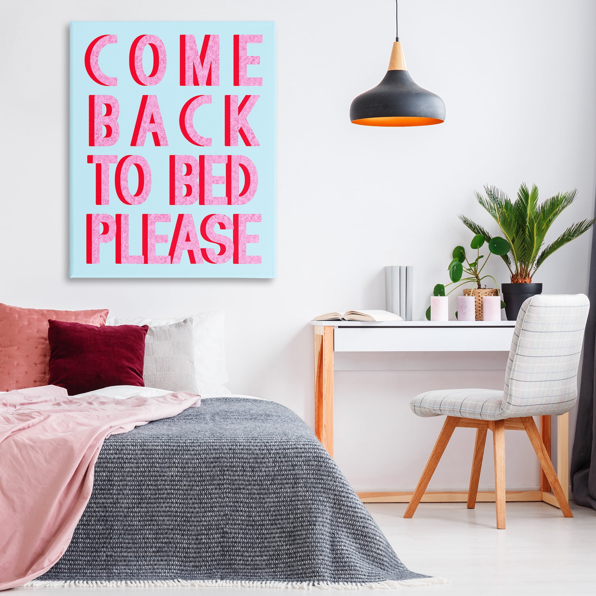 Stupell Industries Come Back To Bed Typography Painting Gallery Wrapped Canvas Art Print Wall Art, 36 x 48