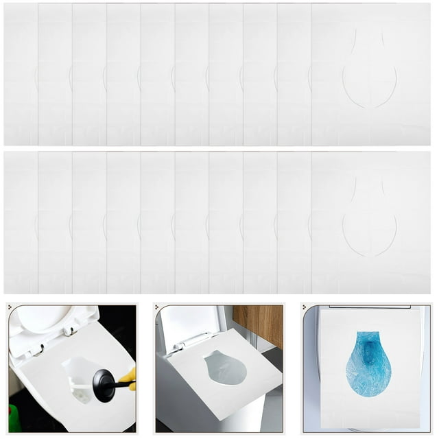 OULII Lot de 50 Tampons de Toilette Blancs, Jetables, Rectangulaires, Sécuritaires pour le Voyage, pour Adultes