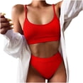 thumbnail image 2 of BONIXOOM Womens Swimsuits Underwire Elastic Printed Two-Piece Sets High Cut Summer Swimwears on Clearance Red Size 4, 2 of 7