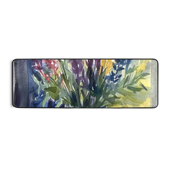 Watercolor Colorful Lavender Runner Rug for Hallways Kitchen Non Slip 2'x 6' Washable Hall Carpet for Bedroom Entryway Laundry Room