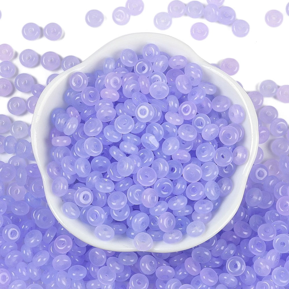 1pound Transparent Colours Glass Seed Beads Donut Lilac 6.5x3mm Hole: 1.8mm about 1363pcs/pound