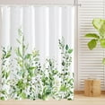 thumbnail image 2 of Greenery Eucalyptus Shower Curtain Sets, Bright Green Watercolor Leaves Plant with Floral Bathroom Decoration 71x71 Inch with Hooks, 2 of 6