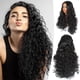 thumbnail image 1 of Pelucas con flequillo para mujer, peluca ondulada suelta, peluca de fibra química, cabello largo negro, pequeña cubierta rizada para la cabeza, peluca rizada negra de seda mate de alta temperatura., 1 of 5
