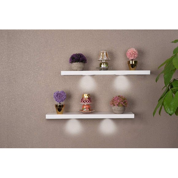 White Floating Shelves Lights