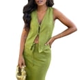 thumbnail image 4 of Women Maxi Skirt Set 2 Piece Outfits Sleeveless Top Maxi Skirt Going Out Two Piece Skirt Set Green S, 4 of 7