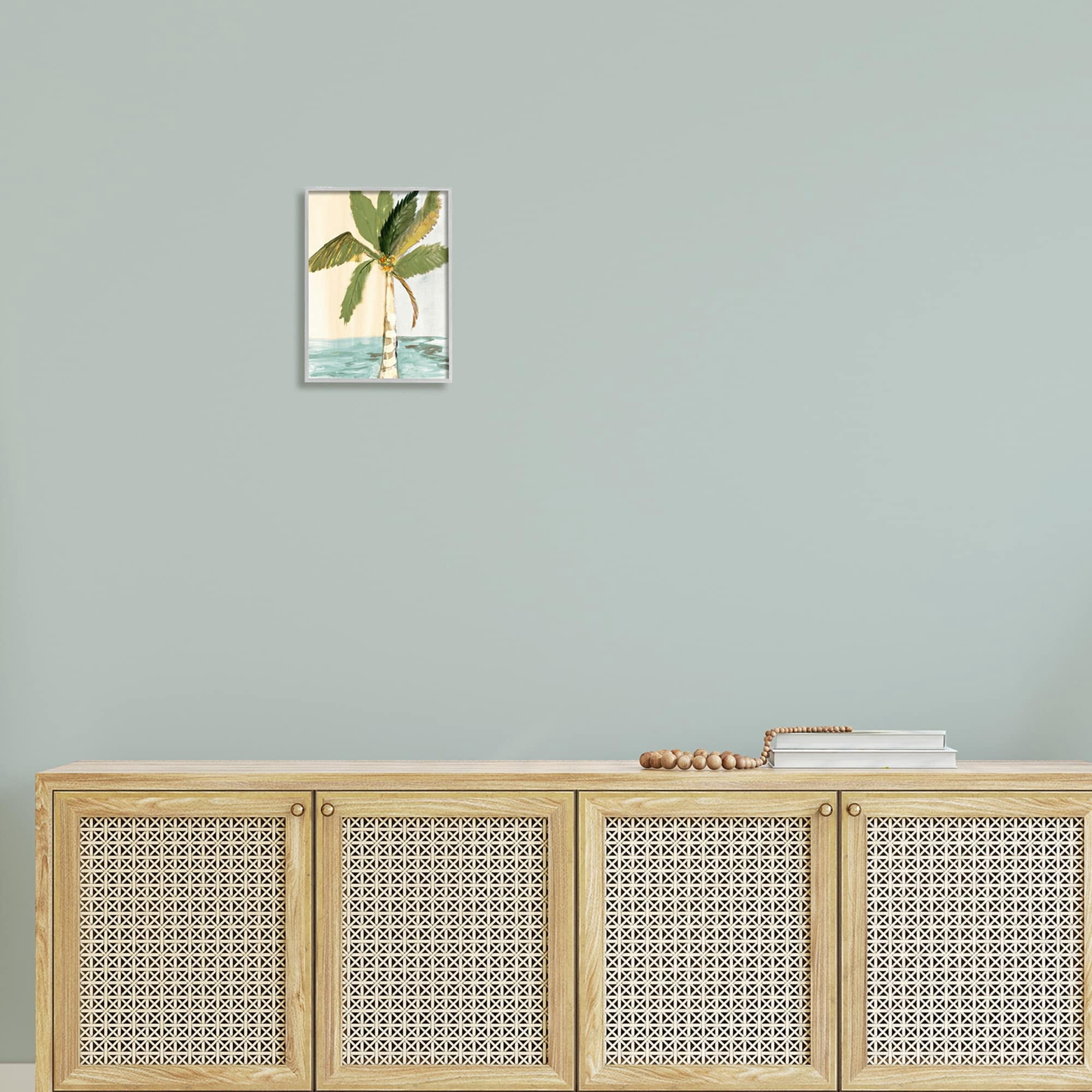Stupell Industries Green Palm Tree Leaves Coconuts Oceanfront Beach Framed Wall Art, 11 x 14, Design by Robin Maria