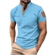 thumbnail image 1 of Mens Manga Corta Botón Abajo Camisas con Bolsillo, Color Sólido Botón de Cuello de Pie Blusa para el Ocio Y Casual, 1 of 9
