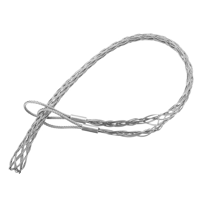 Unique Bargains Cable Pulling Grip 3FT Double Head Galvanizing Steel for Light & Heavy Cable(d:25-37mm,Silver)