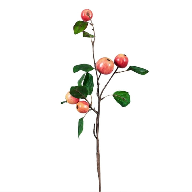 Apple Branch Decoration, Artificial Apple Branch Decoration, Full Single Display, Large and Small Apple with Green Leaves, Great for Kitchen, Home, Garden and House